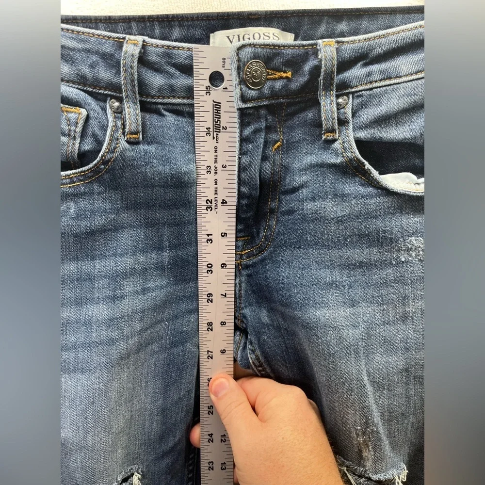Vigoss Distressed Jagger Skinny Jeans‎ Womens 26 Waist Blue Denim Stretch 2480